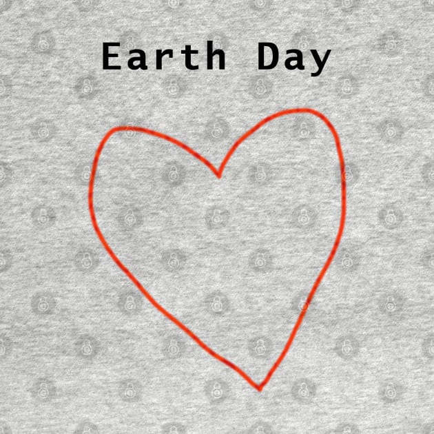 Earth Day Red Heart Line Drawing by ellenhenryart